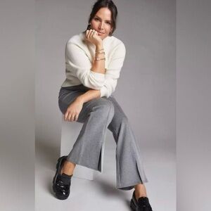 Maeve by Anthropologie Gray Seamed Flare Pant with Split Hem